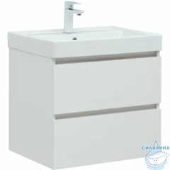Тумба Aquanet Вега 60 с раковиной Aquanet Ирис 60 белый глянцевый