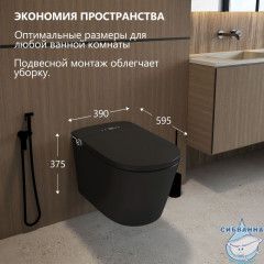 Электронный унитаз-биде ABBER Bequem AC1121SMB подвесной черный матовый