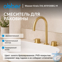 Смеситель ABBER Wasser Kreis 316 AF8108BG-M для раковины, брашированное золото