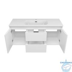 Тумба подвесная Brevita Wine 120 белый матовый с раковиной Brevita Onda 120