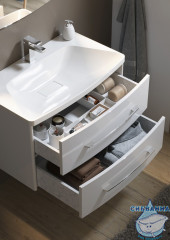 Тумба подвесная Aqwella Neringa 80 с раковиной Neringa 80 белый глянец