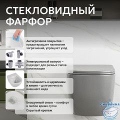 Унитаз подвесной безободковый Abber Bequem AC1103MG с сиденьем Soft Close (микролифт) (серый матовый)