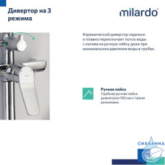 Душевая система с тропическим душем, хром глянцевый, Enjoy, Milardo, ENJSB3FM06