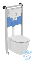 Инсталляция Ideal Standard ProSys с кнопкой смыва в комплекте с унитазом Ideal Standard Connect AquaBlade c сиденьем Soft close (микролифт), R030701