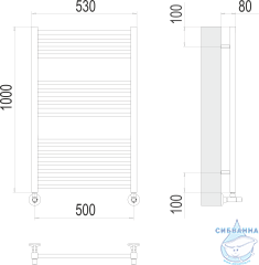 Полотенцесушитель водяной Terminus Сицилия П16 50х100 (нижнее подключение)