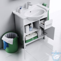 Тумба Aqwella Classic Корсика 75 с раковиной Стиль 75 белый глянец