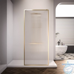 Walk-in Veconi Корато 110 профиль брашированное золото, стекло рифленое KR90GF-110-08-C4