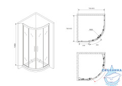 Душевое ограждение ABBER Schwarzer Diamant AG01080M 80x80 профиль хром, стекло  матовое (без поддона)