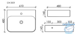  Раковина на столешницу 60 см Ceramicanova Aura CN2001