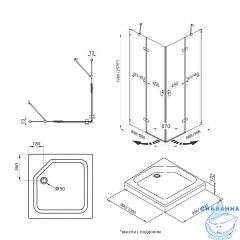 Душевое ограждение Тритон Дельта 90x90 профиль хром, стекло прозрачное  Щ0000054215 (с поддоном)