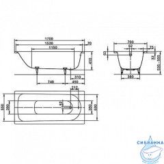 Стальная ванна Kaldewei Saniform Plus 363-1 170x70 easy-clean с ножками