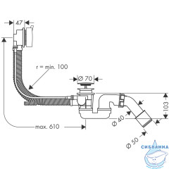  Слив-перелив Hansgrohe для ванн 58150000 полуавтомат