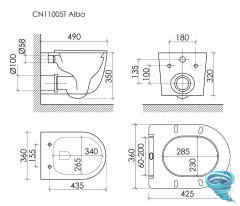 Унитаз подвесной безободковый Ceramicanova Alba CN11005T с сиденьем быстросъемным Soft Close (микролифт)