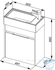 Тумба Aquanet Лидс 50 белый глянец с раковиной Aquanet 7045-KL 50