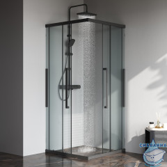 Душевое ограждение AM.PM Func 90x90 W84G-403-9090-BТ профиль черный, стекло прозрачное (без поддона)