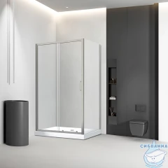 Душевое ограждение Veconi Ровиго 100x100 профиль никель, стекло прозрачное RV046BC-100100-01-C5 (без поддона)