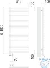 Полотенцесушитель водяной Terminus Астра П20 7х100 (нижнее подключение) (хром)