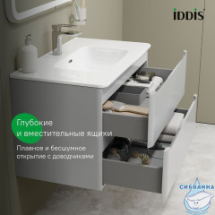 Тумба с умывальником, подвесная, 80 см, светло-серый, Edifice, IDDIS, EDI80L0i95K  подходит умыв. 0108000i28