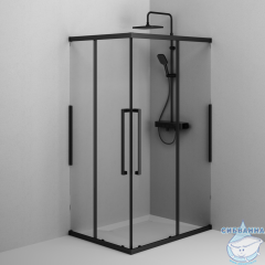 Душевое ограждение AM.PM Func 120x90 W84G-403-12090-BТ профиль черный, стекло прозрачное (без поддона)
