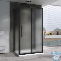 Душевое ограждение ABBER Schwarzer Diamant 140x90 AG30140BMH-S90BM-S90BM профиль черный, стекло матовое (без поддона)