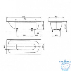Стальная ванна Kaldewei Saniform Plus 373-1 170x75 easy-clean+anti-sleap с ножками