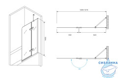 Шторка для ванны Abber Ewiges Wasser AG51120 120x140 профиль хром, стекло прозрачное