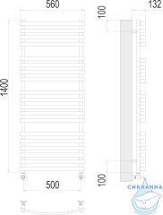 Полотенцесушитель водяной Terminus Капри П19 50х140 (нижнее подключение)