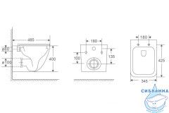 Комплект подвесной унитаз ABBER Rechteck AC1220TC белый, с закрытым дном с инсталляцией AC0105 и кнопкой AC0120MW белая матовая