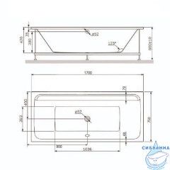 Акриловая ванна Toni Arti Amatrice PL (усиленная) 170x75 с каркасом
