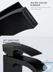 Смеситель для раковины Gappo G1007-6 (без донного клапана) (черный матовый)