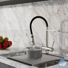 Смеситель для кухни с фильтром и гибким изливом, сатин, Ace, IDDIS, ACEBNFFi05