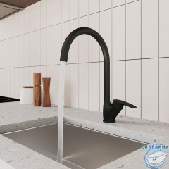 Смеситель для кухни, черный матовый, Rora, Milardo, RORBL0JM05
