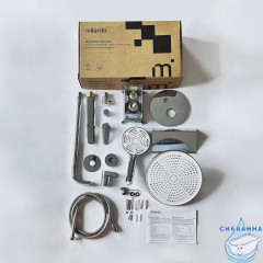 Душевая система скрытого монтажа с тропическим душем, ручным душем и изливом, глянцевый хром, Dale, Milardo, DALSB03M68