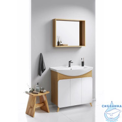 Тумба Aqwella Basic 85 дуб золотой с раковиной Элеганс 85