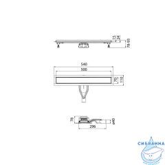 Лоток душевой, сифон 360, комбинированный затвор, двухсторонняя решетка, 500мм, хром, IDDIS, 975B5SB00DZ