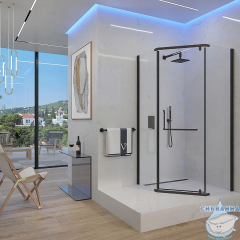 Душевое ограждение Veconi Ровиго 80x80 профиль черный, стекло прозрачное RV36B-80-01-C5 (без поддона)