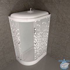 Душевая кабина Тритон Коралл R 120х80 А профиль белый, стело мозайка Щ0000061818