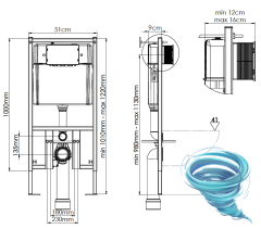 Инсталляция Loranto 4501 с кнопкой смыва Loranto 7313 черный матовый,  в комплекте с унитазом Grossman GR-4455SQ c сиденьем Soft close (микролифт) 