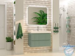 Тумба подвесная Brevita Victory 80 зеленый с раковиной Dreja Luxury 80