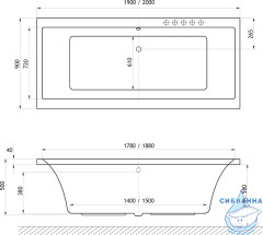 Акриловая ванна Excellent Pryzmat 200x90 с каркасом