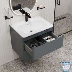 Тумба с умывальником, подвесная, 60 см, темно-серый, Edifice, IDDIS, EDI60D0i95K  подходит умыв. 0106000i28