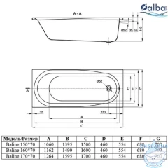 Акриловая ванна AlbaSpa Baline 170х70