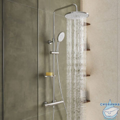 Смеситель термостатический для душа со стойкой и тропической лейкой, глянцевый хром, Ideal Spa, Milardo, ILSSBTHM89