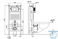 Комплект подвесной унитаз ABBER Bequem AC1132TC белый, с закрытым дном с инсталляцией AC0105 и кнопкой AC0120NG оружейная сталь