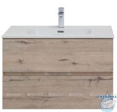 Тумба Aquanet Алвита New 80 (2 ящ.) с раковиной Flat 80 дуб веллингтон