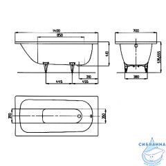 Стальная ванна Kaldewei Saniform Plus 360-1 140x70 standard с ножками