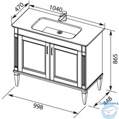Тумба под раковину Aquanet Селена 105 белый патина серебро 201650