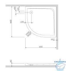 Акриловый поддон для душа AM PM Spirit 90х90 см