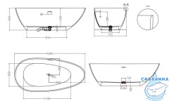 Ванна из искусственного камня Salini Paola Bassa 160x77 (материал S-Sense, белый глянцевый)
