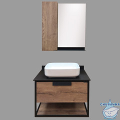 Тумба подвесная Comforty Кёльн 75 дуб темный с раковиной Comforty T-Y9378